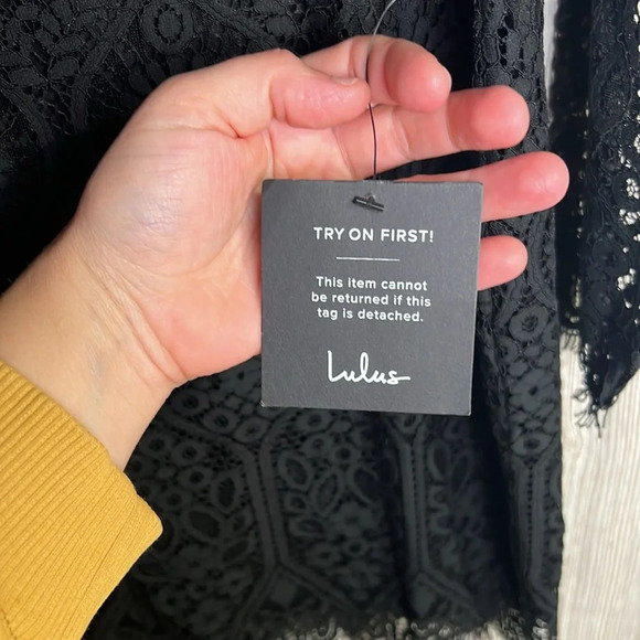 Lulus Appetite for Seduction Black Lace Long Sleeve Dress Size XL - Picture 2 of 10